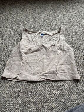 Old Navy Beige Linen-Blend Cropped Tank Top